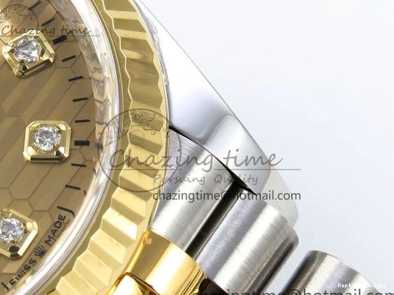 0418 Effortless DateJust 36 126233 Clean 1:1 Best Edition 904L Steel YG Textured Diamonds Dial on SS YG Jubilee Bracelet VR 1500